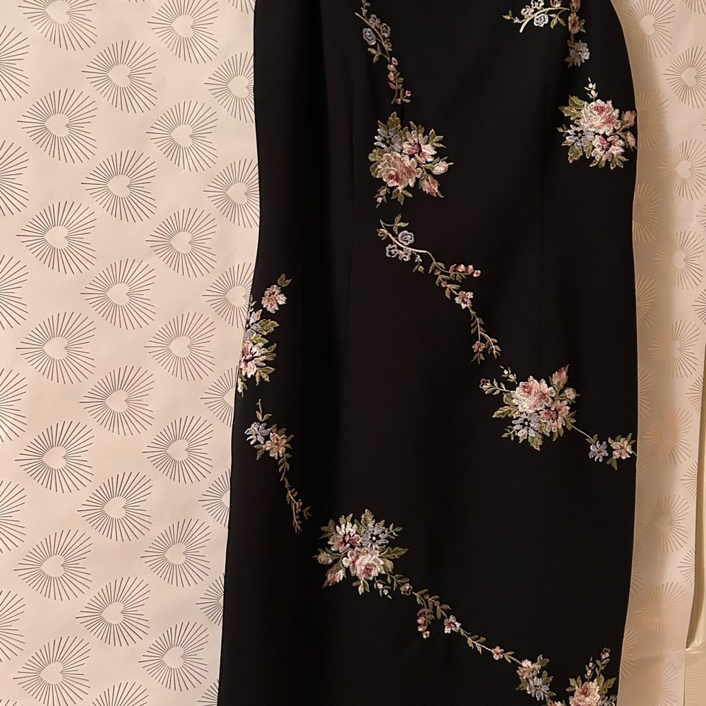 Dress Barn Black Maxi with Pink Floral Accents